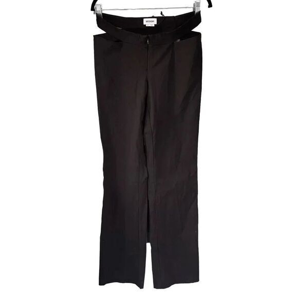 Weekday Women's Mid-Rise Ray Cutout Waist Trouser Pants Black Size‎ 40 1588 - Picture 1 of 6